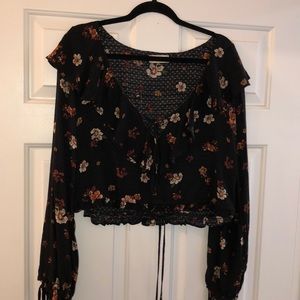 Altar’d State Floral Sinch Tie Long Sleeve Top